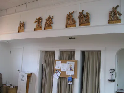 Stations of the cross along back wall.
