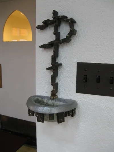 Holy water font.