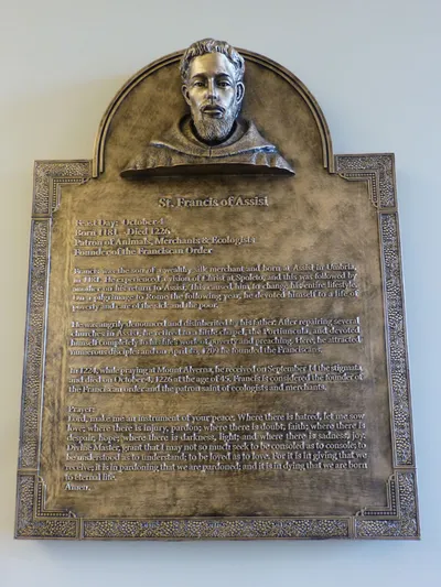 St. Francis of Assisi plaque.