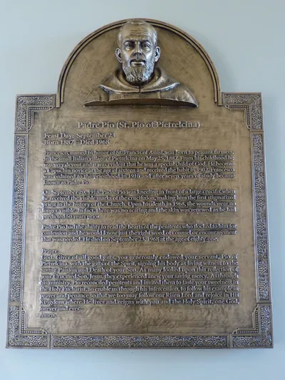 St. Padre Pio plaque.