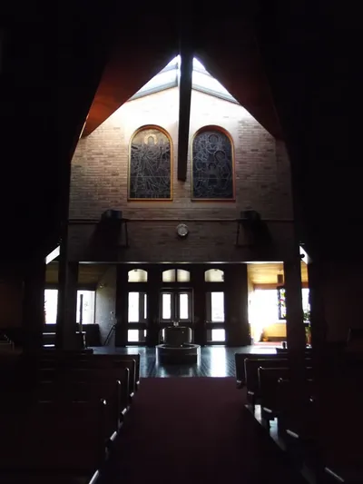 Back of the church seen from the front.