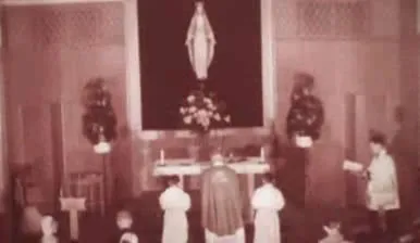 Interior of second church. Source: Parish history video