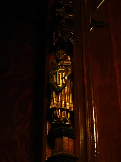 Statue alongside main entrance.