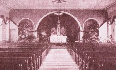 Interior of original church/school. Source: A Celebration of 100 Years - Church of the Blessed Sacrament, 1901-2001