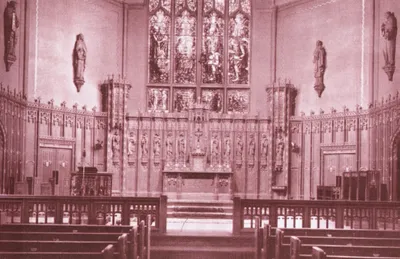 Interior of church, prior to Vatican II. Source: A Celebration of 100 Years - Church of the Blessed Sacrament, 1901-2001