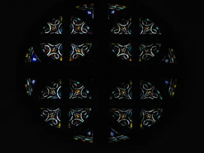 Medium-sized window above the choir loft.