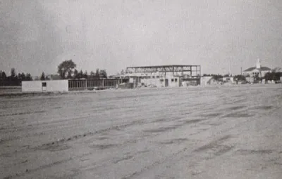 Church and school under construction, Fall 1956.