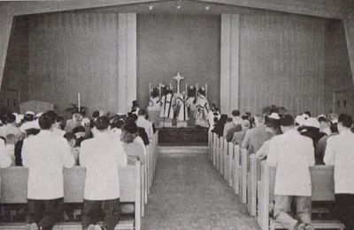 First Mass in the finished church, Apr. 21, 1957.