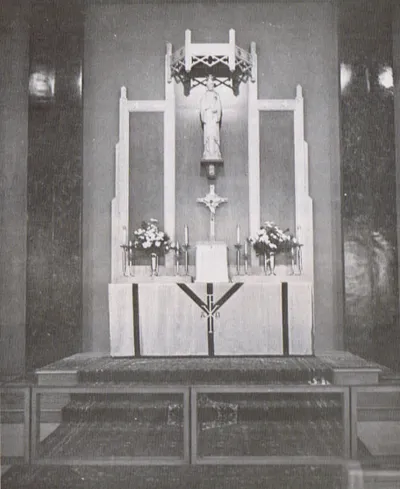 Redecorated sanctuary with reredo, Oct. 29, 1961.