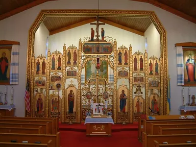 Right side of the church.