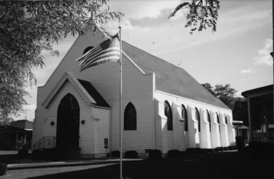 Church in the 1950s. Rectory can be seen on the right. Source: Parish Web site