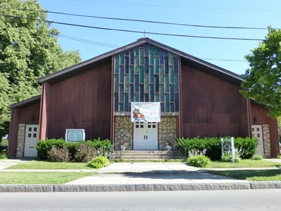 Front of church.