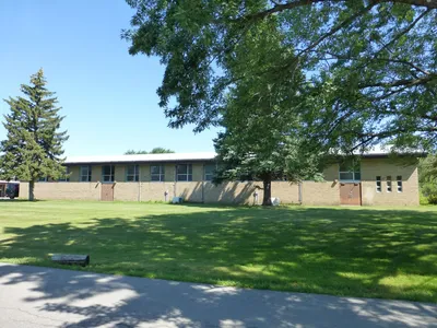 Left side of church and hall.
