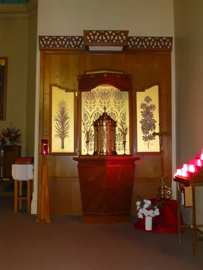 Tabernacle and processional crucifix.