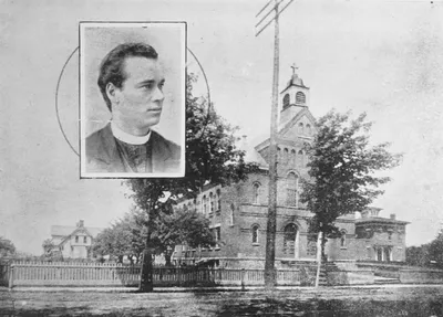 Exterior of former church/school, 1892. Source: Roman Catholic Institutions of the City of Rochester, N.Y.