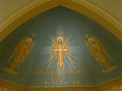 Paintings on aspe ceiling.