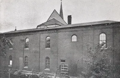 Exterior of first church/school, 1864. Source: Holy Family Centennial, 1864-1964
