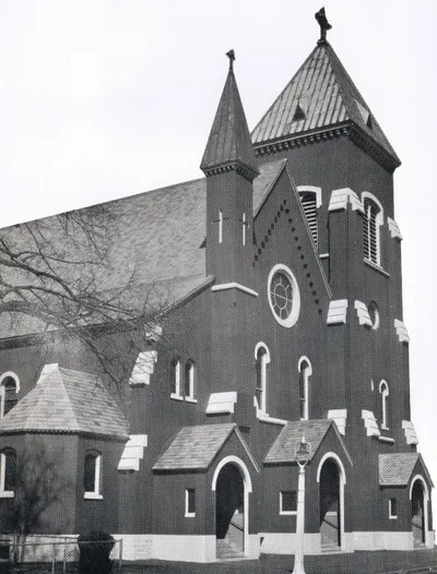 Exterior of church as it appeared after 1928. Source: Holy Family Centennial, 1864-1964