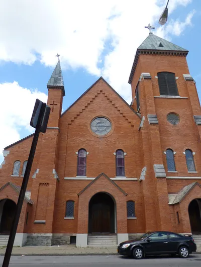 Front of church, vertical.