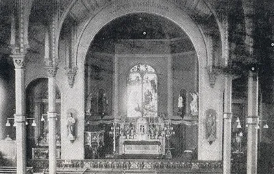 Interior of church before 1948 renovation. Source: Holy Family Centennial, 1864-1964