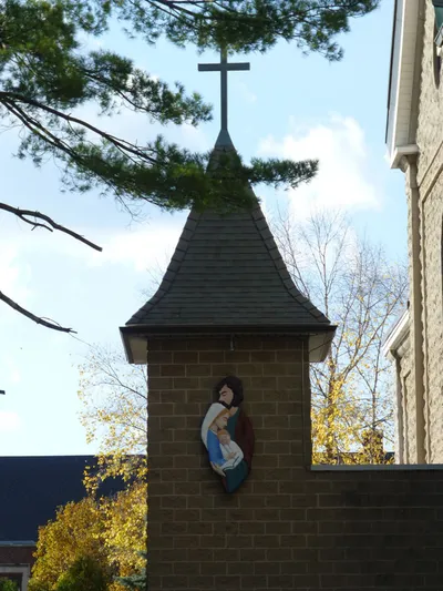 Spire on left side.