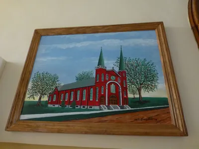 Painting of current church before modifications.