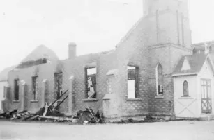 Original church after fire, 1938. Source: Holy Ghost Web site