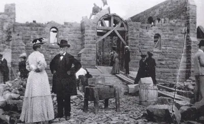 Present church under construction, 1906. Source: Images of America, Gates