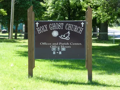Sign outside former rectory