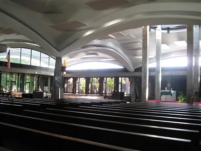 View of church from front right corner.