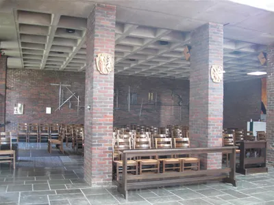 Seating on the left side of the church.