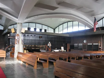 Right side of the church.