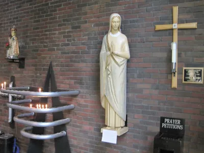 Our Lady of Mercy statue brought over from Mercy.