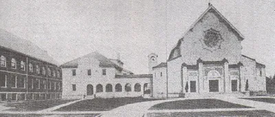 Holy Rosary campus, undated. The former church is on the far left. Source: Holy Rosary Parish: 1889-1989