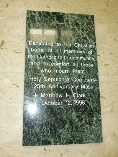Memorial plaque in the mausoleum.