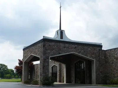 Main entrance overhang.