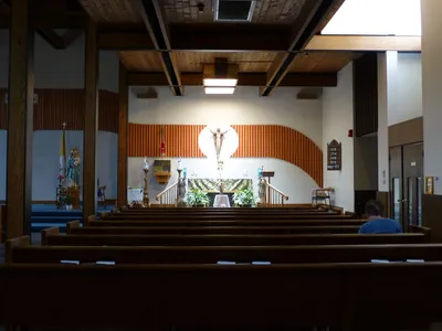 Right side of the church.