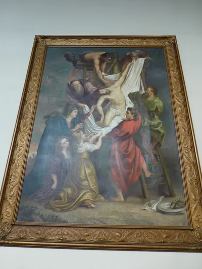 Painting of Christ being taken down from the cross.