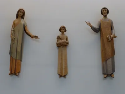 Holy family wall-mounted statues.