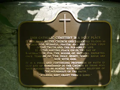 Cemetery plaque.