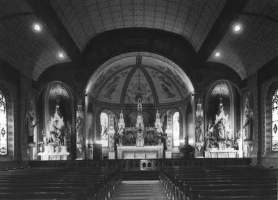 Old photograph of church interior, undated.