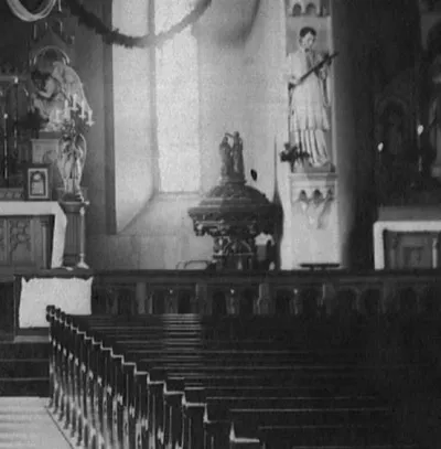 Old photograph of church interior, undated.