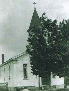 Exterior of original church, 1861. Source: Holy Trinity parish directory