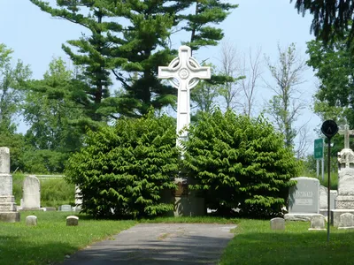 Large cross in the cemetery.