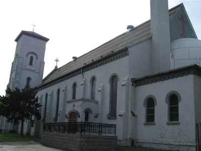 Right side of the church.