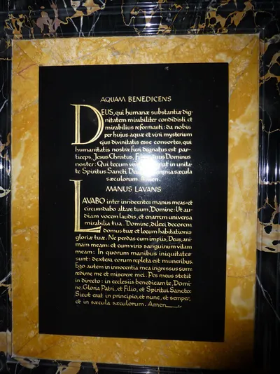 Right altar card with Lavabo prayer.