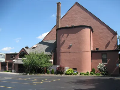 Back of the church, seen from parking lot.
