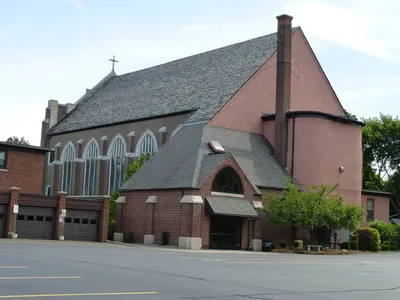 Back, right side of church.