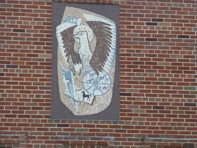 Mosaic on front of Sullivan center.