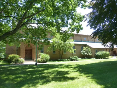 Right side of the church.